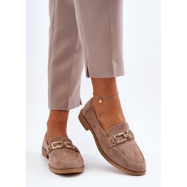 Mocassins Femme en Daim à Talon Plat, Misal Beige Foncé 7
