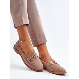 Mocassins Femme en Daim à Talon Plat, Misal Beige Foncé 8