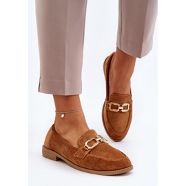 Mocassins Femme En Daim À Talons Plats Camel Misal brun 7