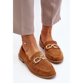 Mocassins Femme En Daim À Talons Plats Camel Misal brun 8