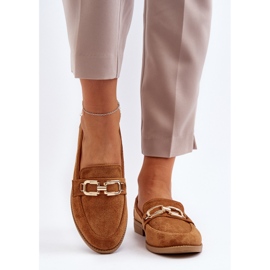 Mocassins Femme En Daim À Talons Plats Camel Misal brun 9