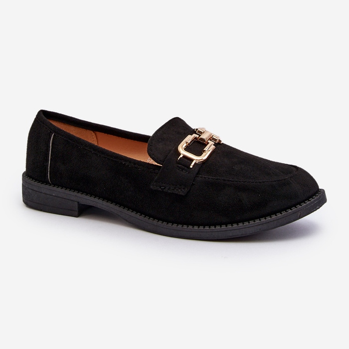 Mocassins plats en daim pour femmes, Misal noir le noir 2
