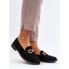 Mocassins plats en daim pour femmes, Misal noir le noir 3