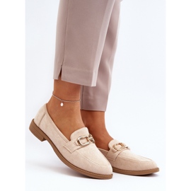 Mocassins Femme en Daim à Talon Plat, Beige Misal 3