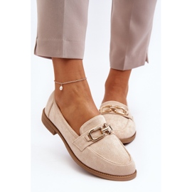 Mocassins Femme en Daim à Talon Plat, Beige Misal 5