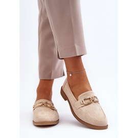 Mocassins Femme en Daim à Talon Plat, Beige Misal 7