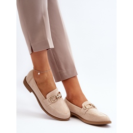 Mocassins Femme en Daim à Talon Plat, Beige Misal 8
