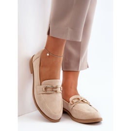 Mocassins Femme en Daim à Talon Plat, Beige Misal 9