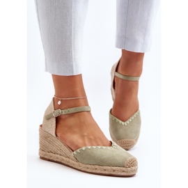 Sandales compensées espadrilles en daim avec tressage, vert Raylin 4
