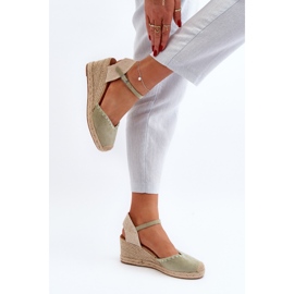 Sandales compensées espadrilles en daim avec tressage, vert Raylin 6