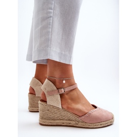 Espadrilles Compensées En Daim Avec Tresse Rose Raylin 5