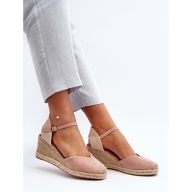 Espadrilles Compensées En Daim Avec Tresse Rose Raylin 6