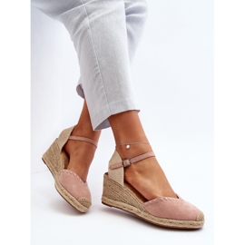 Espadrilles Compensées En Daim Avec Tresse Rose Raylin 7