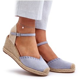 Sandales compensées espadrilles en daim Raylin bleues avec tressage 7