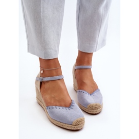 Sandales compensées espadrilles en daim Raylin bleues avec tressage 5