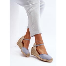 Sandales compensées espadrilles en daim Raylin bleues avec tressage 6