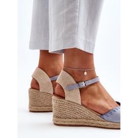 Sandales compensées espadrilles en daim Raylin bleues avec tressage 4