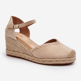 Sandales Compensées Espadrilles En Daim Avec Tresse Beige Raylin 3