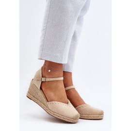 Sandales Compensées Espadrilles En Daim Avec Tresse Beige Raylin 4