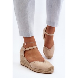 Sandales Compensées Espadrilles En Daim Avec Tresse Beige Raylin 6
