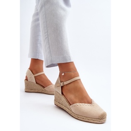 Sandales Compensées Espadrilles En Daim Avec Tresse Beige Raylin 7