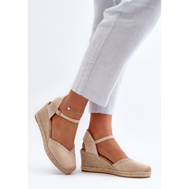 Sandales Compensées Espadrilles En Daim Avec Tresse Beige Raylin 8