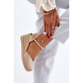Sandales Compensées Espadrilles En Daim Avec Tresse Beige Raylin 9