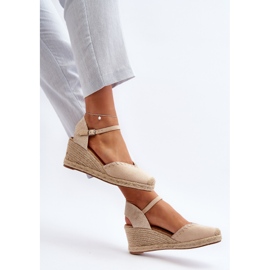 Sandales Compensées Espadrilles En Daim Avec Tresse Beige Raylin 2