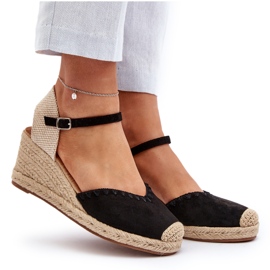 Sandales compensées espadrilles en daim avec tresse, noir Raylin le noir 9