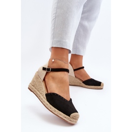 Sandales compensées espadrilles en daim avec tresse, noir Raylin le noir 4