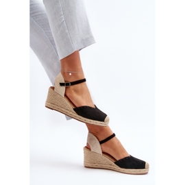 Sandales compensées espadrilles en daim avec tresse, noir Raylin le noir 8