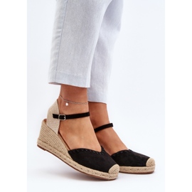 Sandales compensées espadrilles en daim avec tresse, noir Raylin 2