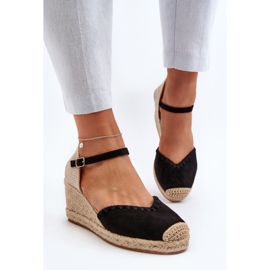 Sandales compensées espadrilles en daim avec tresse, noir Raylin le noir 5