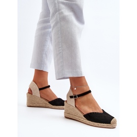 Sandales compensées espadrilles en daim avec tresse, noir Raylin le noir 6