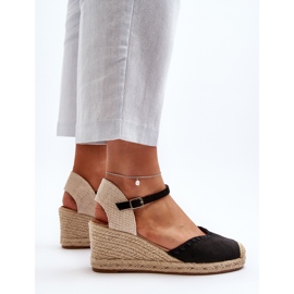 Sandales compensées espadrilles en daim avec tresse, noir Raylin le noir 7
