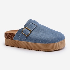 Tongs en jean pour femmes, sabots sur plateforme, bleu Jorvfia 1