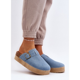 Tongs en jean pour femmes, sabots sur plateforme, bleu Jorvfia 2