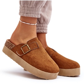 Sabots à plateforme Camel Jorvfia pour femmes brun 7