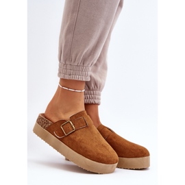 Sabots à plateforme Camel Jorvfia pour femmes brun 2