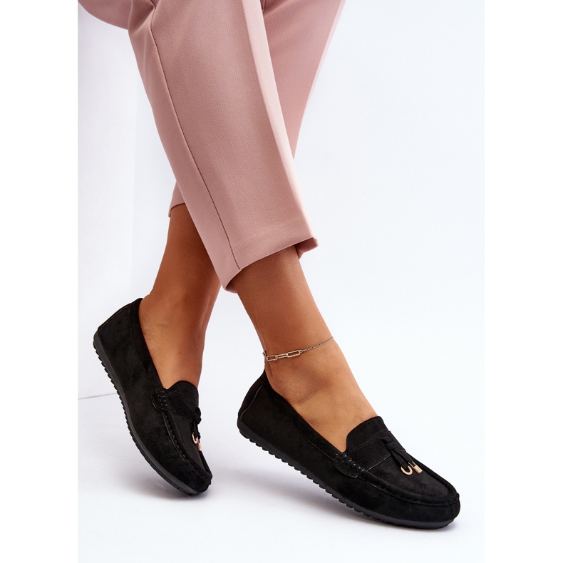 Mocassins classiques en daim pour femmes noirs Ontario le noir 1