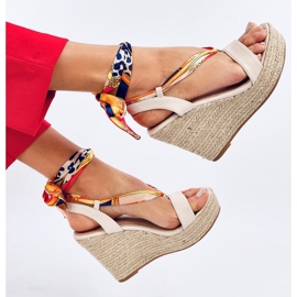 Birrel Sandales espadrilles compensées beiges 4