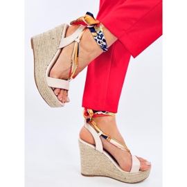 Birrel Sandales espadrilles compensées beiges 1