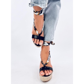 Birrel Sandales espadrilles compensées noires 1