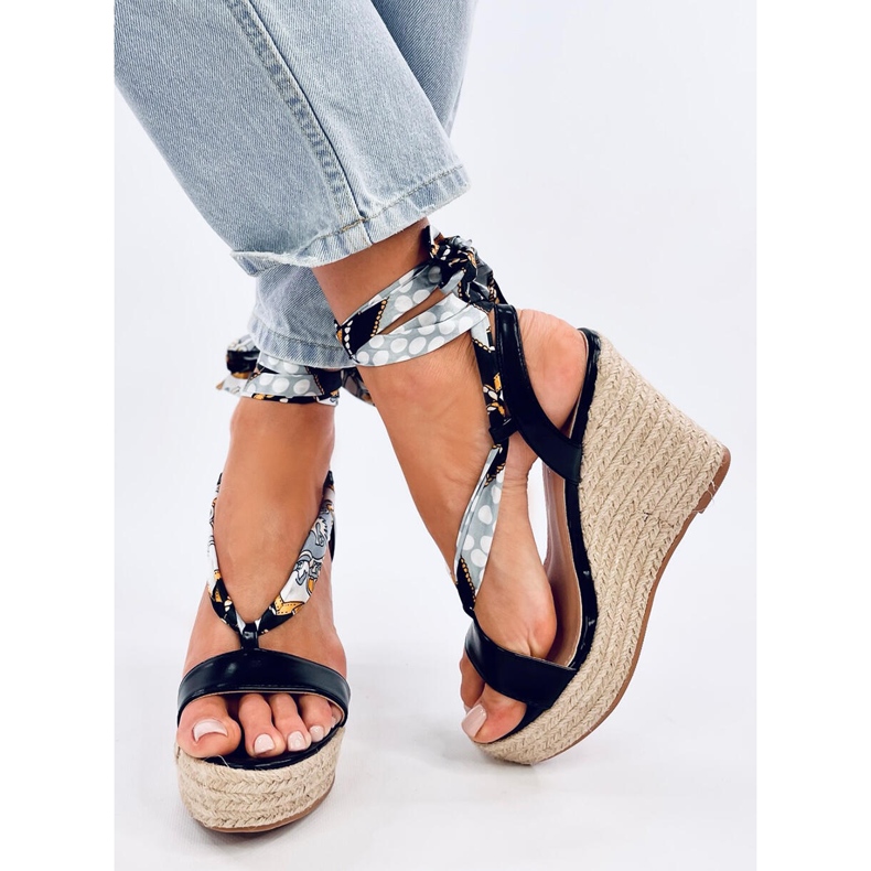 Birrel Sandales espadrilles compensées noires 2