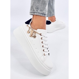 Baskets à plateforme avec pendentif Larcome BLANC/NOIR blanche 3