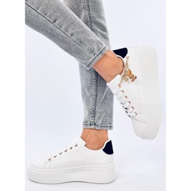 Baskets à plateforme avec pendentif Larcome BLANC/NOIR blanche 2