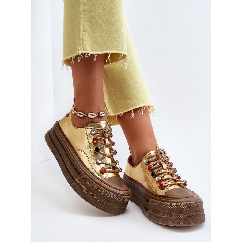 Baskets à plateforme pour femmes GOE NN2N4055 Or doré 1