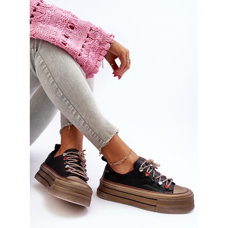 Baskets à plateforme pour femmes GOE NN2N4053 Noir 1