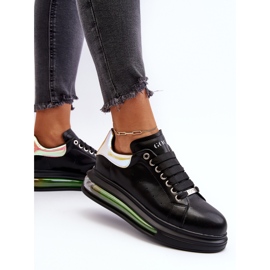 Baskets en cuir pour femmes GOE NN2N4030 Noir le noir 10