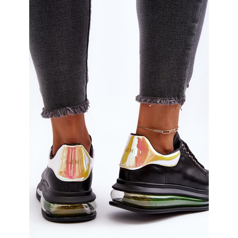 Baskets en cuir pour femmes GOE NN2N4030 Noir le noir 1